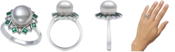 Macy's Cultured Freshwater Pearl (9-10mm) & Cubic Zirconia Statement Ring in Sterling Silver
